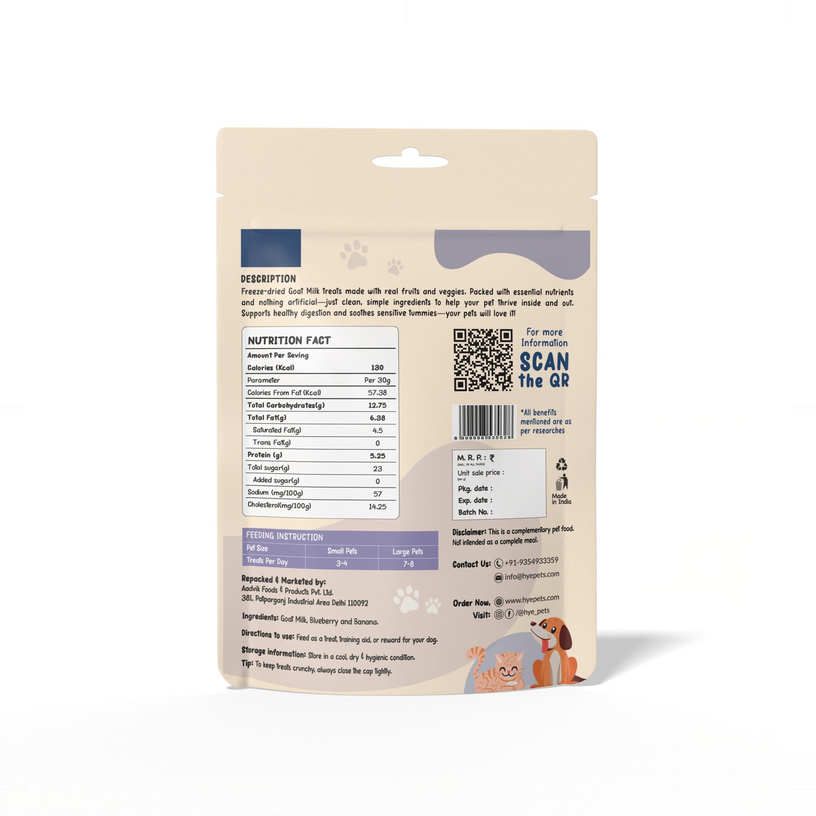 Super Treats for Super Pets made with Goat Milk, Blueberry and Banana | 30g - Image 2