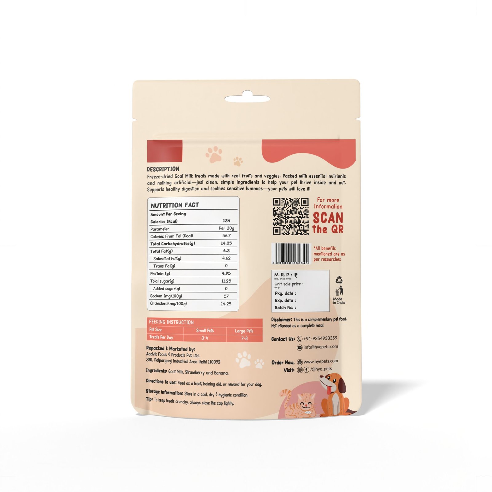 Super Treats for Super Pets made with Goat Milk, Strawberry and Banana | 30g - Image 2