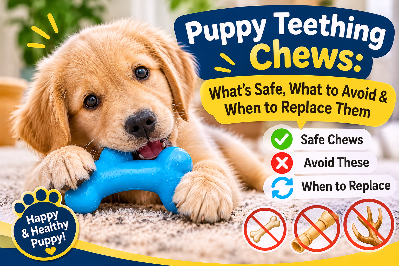 Puppy Teething Chews: What’s Safe, What to Avoid & When to Replace Them